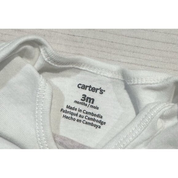 CARTER'S 3M Long Sleeve Bodysuit White Santa Sleigh Reindeer Christmas Baby - Picture 5 of 6